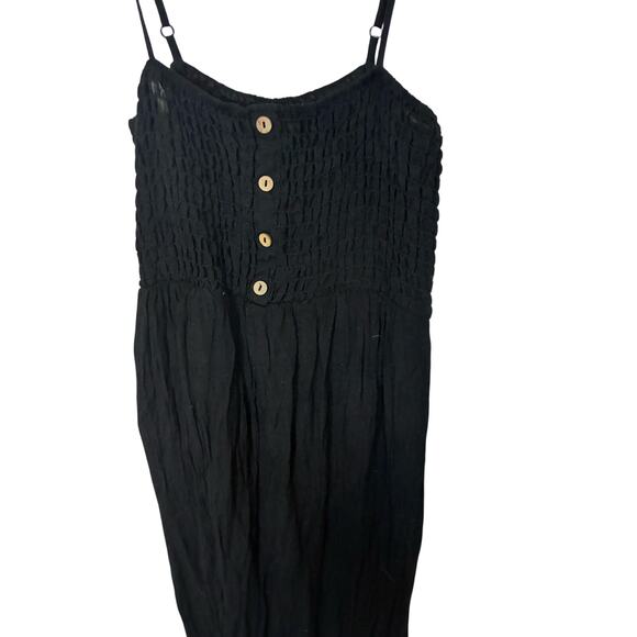 Maeve Anthropologie Black Smocked Milk Maid Spaghetti Strap Maxi Dress Black M - Picture 2 of 5